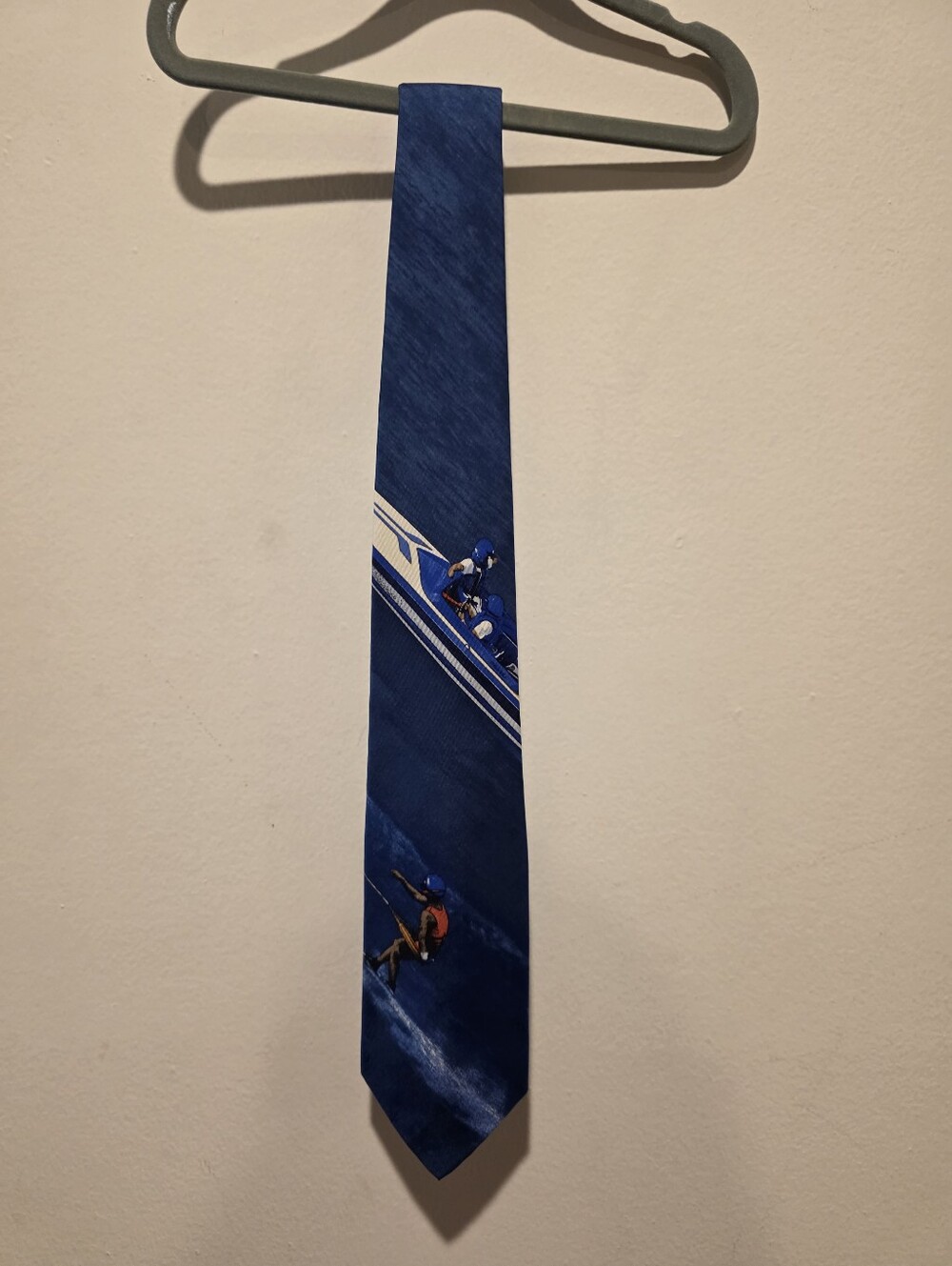 Classic Navy Blue Men's Tie with Nautical Print